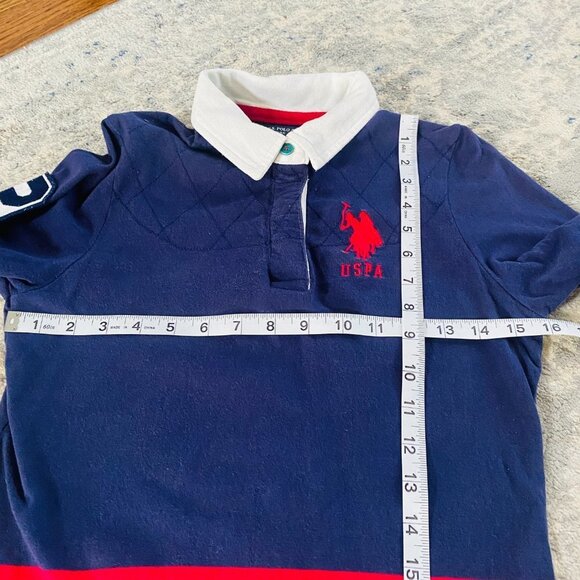 USPA US Polo Assn. Long Sleeve Polo Sweatshirt Sz M elbow patches - Picture 7 of 11